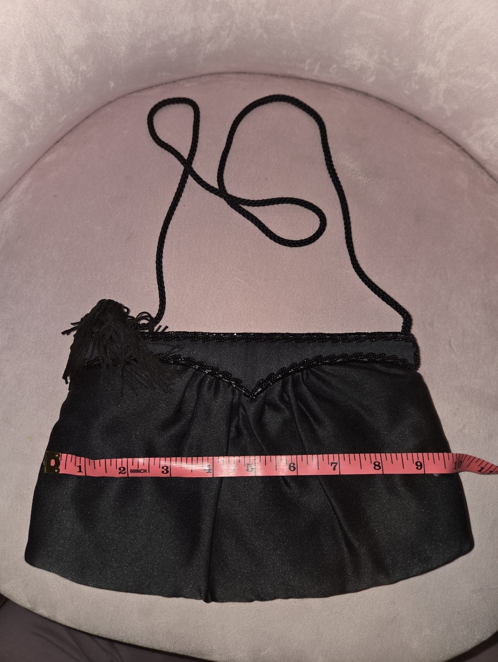 Black Satin Crop Top with Delicate Trim